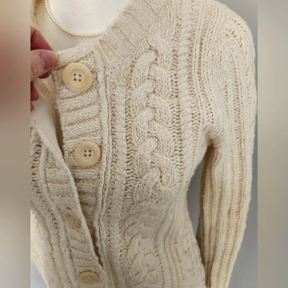 GAP Y2K Cream Cable Knit Cardigan Jacket M